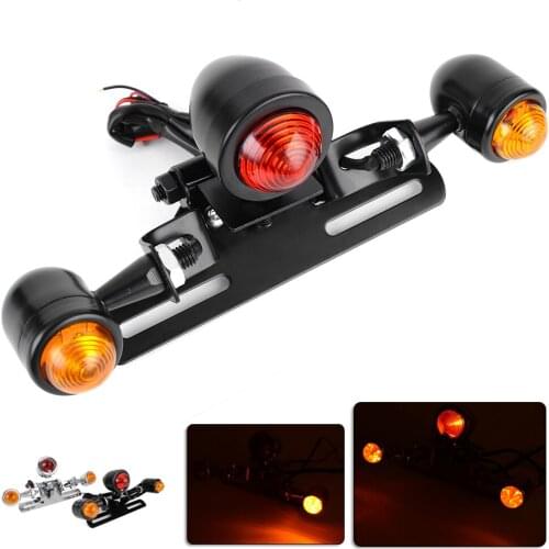 Motorcycle Rear License Plate Bracket Holder With LED Turn Light Tail Lamp Taillight