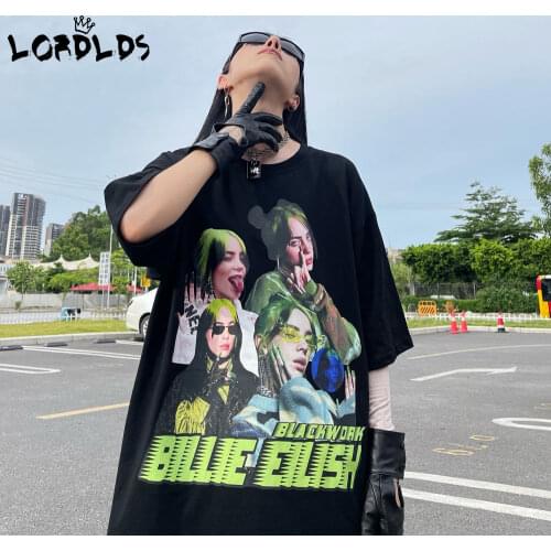 LORDLDS Women Black Oversized Tshirts Summer Short Sleeve Cool Printed Hip Hop Streetwear Loose Vintage Tops Aesthetic Clothes