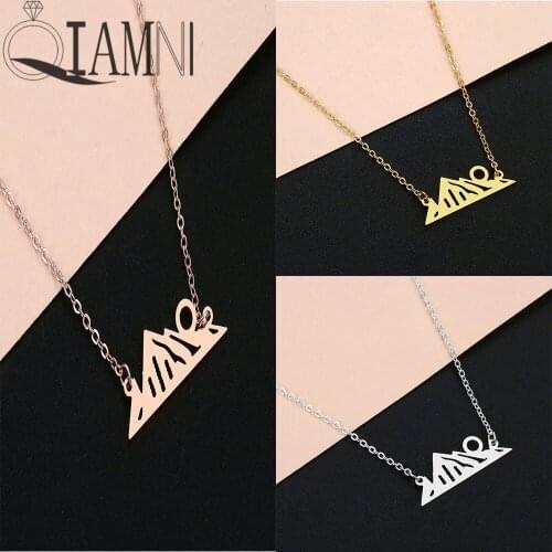 QIAMNI Stainless Steel Minimalist Snowy Mountain Pendant Necklace Hiking Outdoor Travel Jewelry Mountain Top Necklace Gift Charm