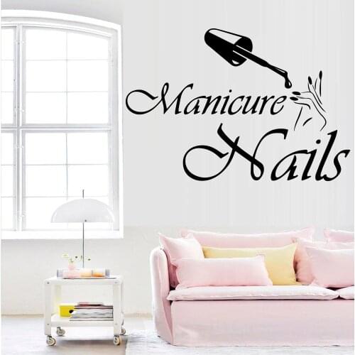 Fashion Vinyl Wall Decal Nails Salon Design Wall Stickers Interior Manicure for Beauty Salon Window Decoration sticker
