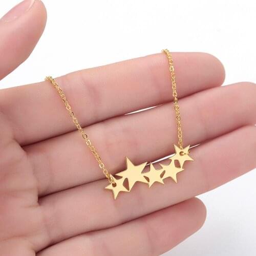 Fashion Minimalism Star Pendants Necklaces Women Stainless Steel Star Charm Gold Pentagram Statement Necklace Gifts For Men