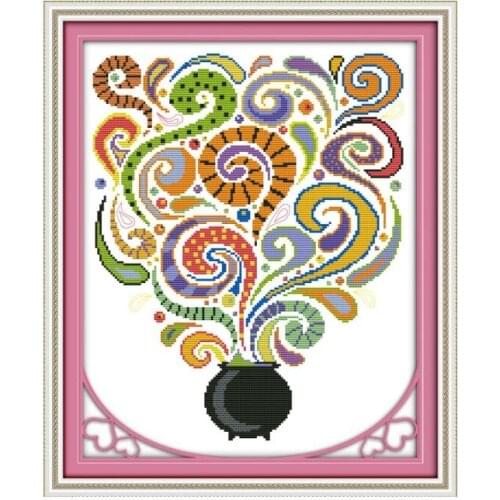 Joy Sunday 11CT 14CT Clear Printing Handmade Cross Stitch Set Halloween Magic Bottle Small Size DMC Line Embroidery Embroidery