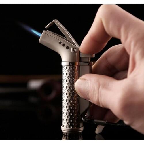 Genuine Honest Creative personality inflatable cigar lighter windproof spray gun portable metal outdoor barbecue lighter box