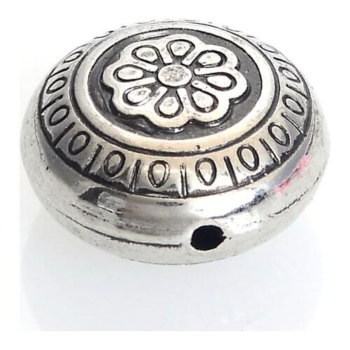 New Arrival 250Pcs/Lot Vintage Fluted Corrugated Acrylic Antique Silver Design Flat Round Spacer CCB Bead For Diy Jewelry Making