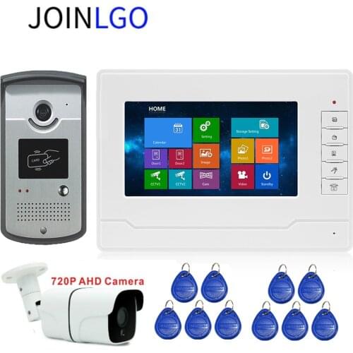 Wired Video Intercom Door Phone System RFID Card Night Vision Doorbell 7 Inch Recording Touch Monitor IR Camera Free Shipping