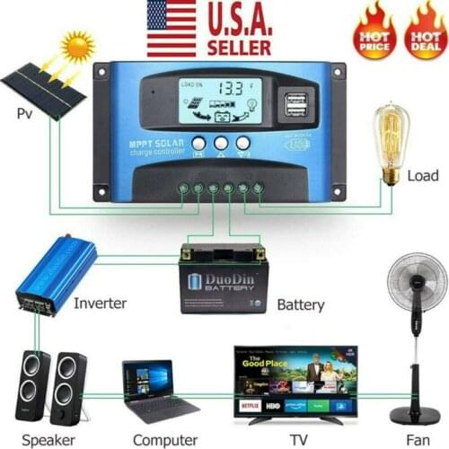 MPPT Solar Panel Regulator Charge Controller Auto Focus Tracking 30-100A 12V/24V