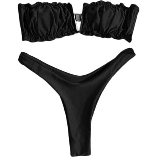 Sexy Bikini 2021 Pleated Leopard Swimsuit Women Swimwear Bather Female Suit Swimming Beachwear Women For Bathing Set Bikini U7L9