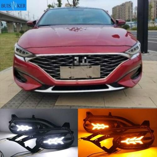 2PCS For Hyundai LAFESTA 2019 DRL LED Daytime Running Light fog lamp Cover DRL with yellow turn signal