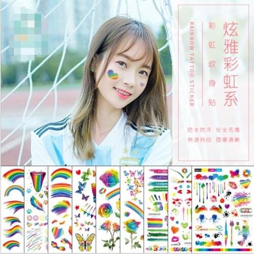 Tatoos rainbow Expression Tattoo Sticker Face hand Lovely Body Art Fake Tatoo Temporary Waterproof Taty