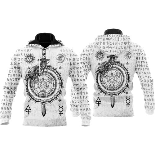 Unisex 3D Graphic Hoodies Sweatshirts Viking - Alchemy & Runes Tattoo Hoodie Men/Women Casual Streetwear Sweatshirt Pullover