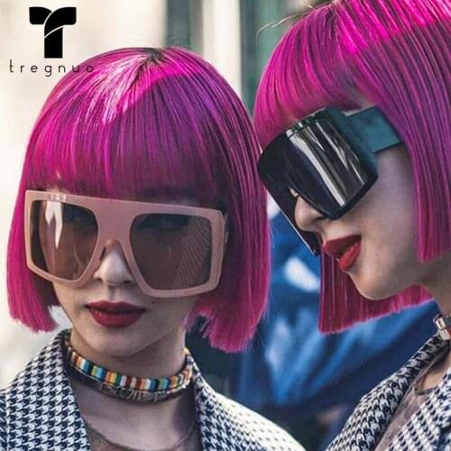 TREGNUO 2021 Woman Sunglasses Big Frame Square Sun Visor Outdoor Fashion Gradient Color Cover Face Eyewear