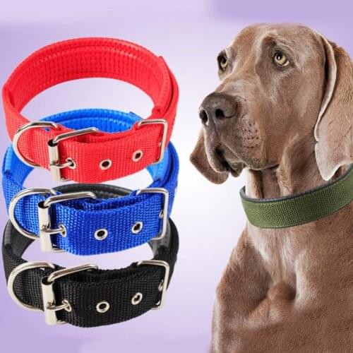 4.0*60cm Length Comfortable Adjustable Nylon Strap Dog Collar For Small And Big Pet Dogs Collars 4 Color Red/Bule/Black/Green