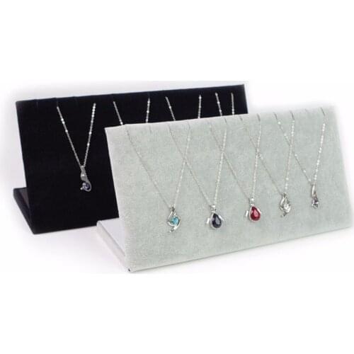 Velvt Necklace Display Stand Women Jewelry Display Show Rack Black Gray Chain Holder