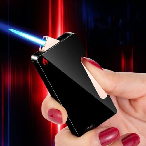 New Windproof Metal Torch CIgar Lighter Jet Compact Gas Butane Cigarette Pipe Lighter Side Press Ignition Lighter Men Gadgets