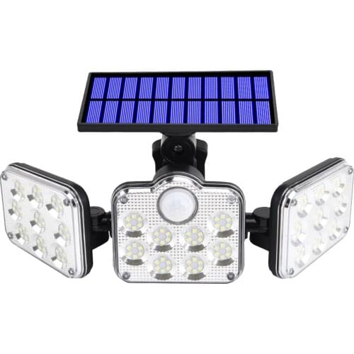 Waterproof Wall Lamps 145/122LEDs 3 Heads PIR Sensor Solar Power Charge Outdoor Automatically Recharging Fence Landscape