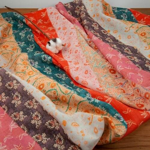 High quality ramie fabric Color stripe digital printing tissu dress shirt clothing cheongsam material