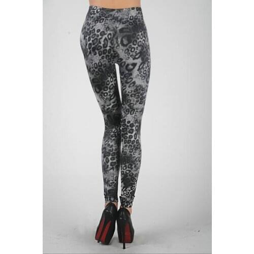 Lady Gray Leopard Leggings Women Fashion Animal Printed Leggings Sexy Stretch Skinny Legging
