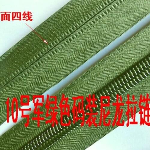 10m/lot Most Free Shipping Long Continuous Zipper Army Green Nylon Coil Zippers for Camping Tent Sewing Accessories Wholesale