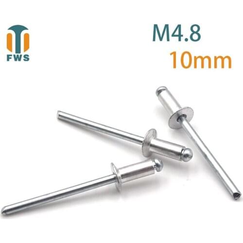 10PCS M4.8 DIN EN ISO15978 GB/T12617.1 Aluminium Open End Countersunk Head Blind Rivet for Furniture Car Aircraft multi-function