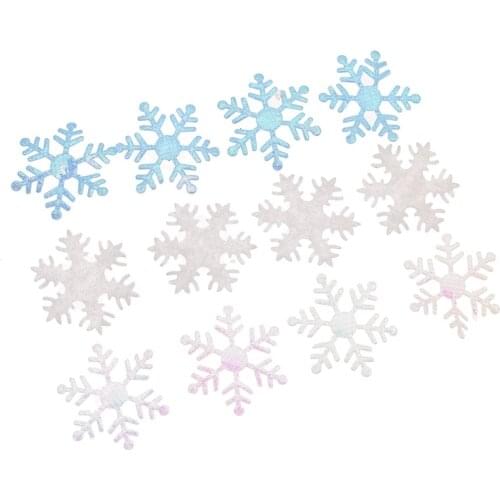 200pcs DIY Polyester Felt Padded Christmas Snowflake Patch Appliques Craft Party Scrapbooking Decoration Supplies
