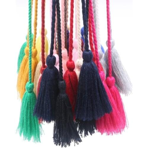 5Pcs 134cm Color Double-end Pure Cotton Long Tassels Trim DIY Craft Manual Woven Curtain Rope Fringe Trim Clothes Accessories