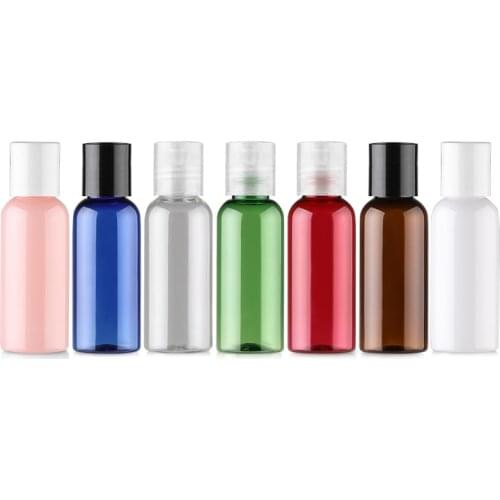 50ml 48pcs colours plastic vial small capacity moisturizing container empty bottle ,1.7oz PET Disc Top Cap cosmetic packaging