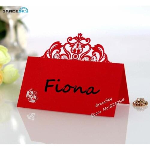 50x free shipping New Crown laser cut table cards wedding Name Seat Place Cards Wedding invitation Holder Cards for Party Decor