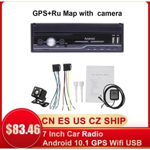 7 Inch Car Radio Android 10.1 GPS Navigation Wifi USB Charging 1 Din HD Touch Screen Car MP5 Player HD Touch Screen Rear Camera