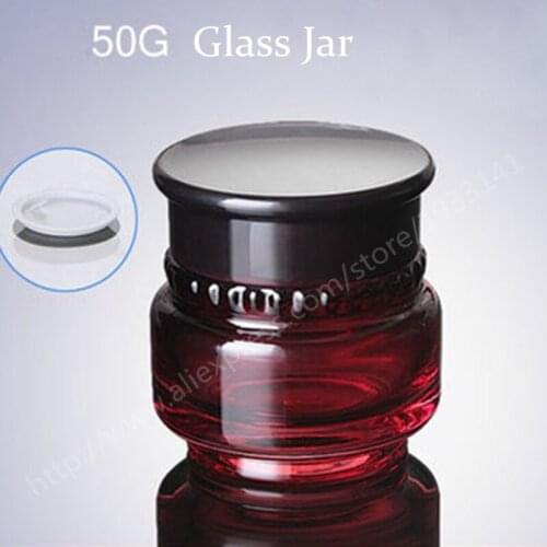 Free shipping 500pcs/lot 50G glass Cream jar with red glass jars containers for cosmetic night cream for travel Refillable