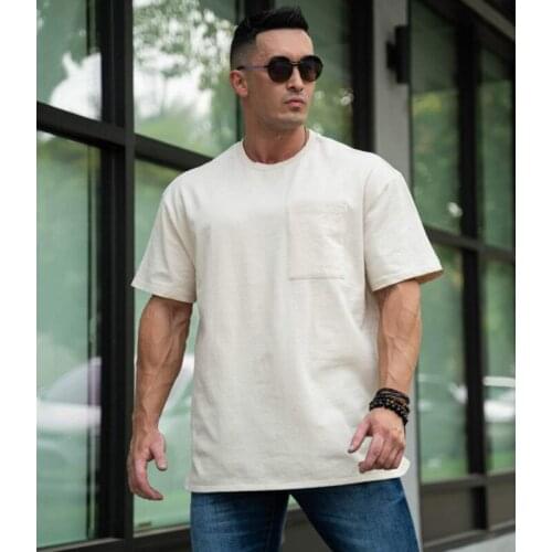 NEW Mens Loose size T-shirt Summer Casual Cotton Fashion Gyms Bodybuilding Fitness Tee Male Sport Tops Brand Running Clothing