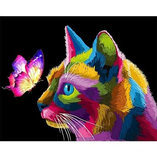 GATYZTORY 60×75cm Frame Diy Painting By Numbers For Adult child colorful Cat Animals Canvas Drawing Handpainted Kits Wall Decor