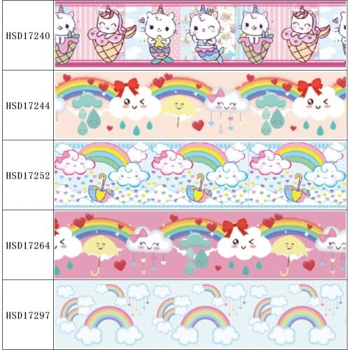 HSDCraft Free shipping 25MM 38MM 75MM Heat Transfer Printed Grosgrain ribbon for diy hair bow