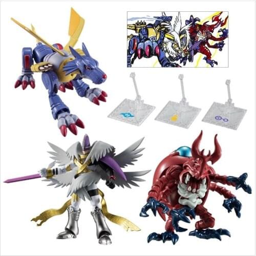 Bandai Food Play Box Egg Candy Toys SHODO Palm Action Digimon 2 Metal Garurumon Holy Angemon Kabuterimon Assembled Toys