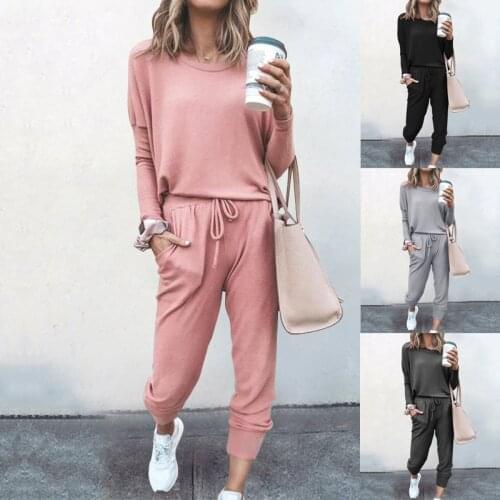Autumn Spring 2 Pecs Set Women Elegant Pants Sets Female Casual Outfits Jogger Two Piece Set Korean Sports Suit Cotton Tracksuit