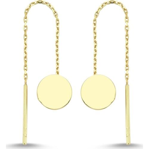 14k (585) Gold Eardrops Mini Round Earrings