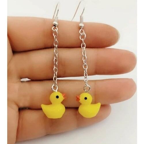 Cute Little Yellow Duck Small Earrings Pendant For Korean Style Women Gift Earrings Jewelry Wholesale