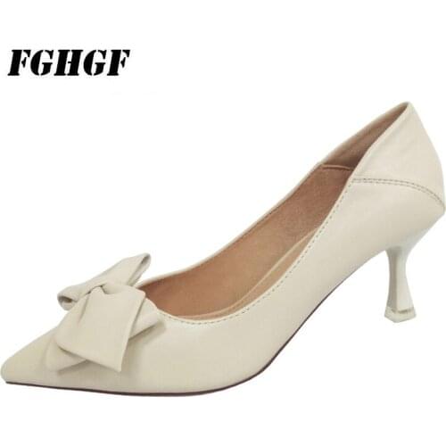 High heels fashion Web celebrity pointy stiletto heels sexy single shoes slim-heeled bow professional shoes