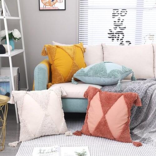 Soft Tufted Cushion Cover Morocco Tribal Throw Pillow Covers Decorative Farmhouse Boho Pillow Case for Sofa Couch Home Decor