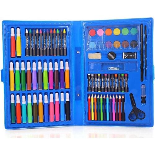 Set of 86 pieces Childrens Brush Watercolor Pen Painting Hand-held Painting Tool Crayon Oil Pastel Paint Brush Gift