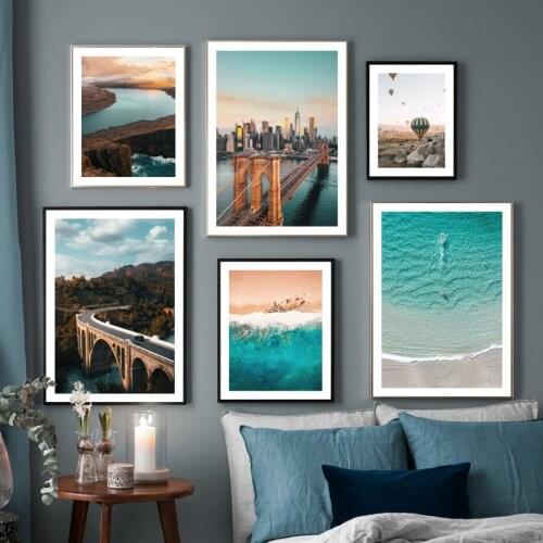 Canyon Lake River New York Beach Landscape Suit Wall Art Canvas Painting Posters and Prints Nordic Style Living Room Decoration