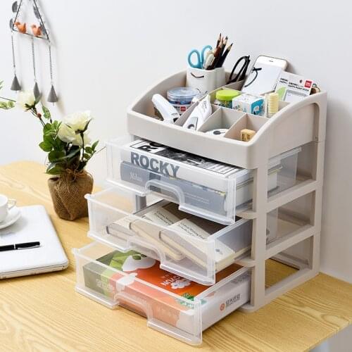 Desktop Storage Box Transparent Drawer Cosmetics Organizing Shelves Sundries Box Desk Organization Stationery Office Accessories