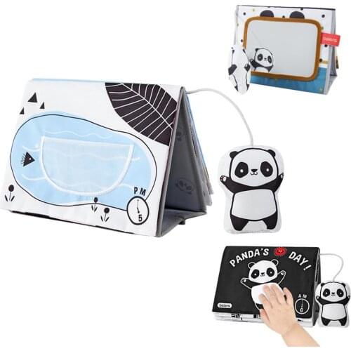 New Baby Books Panda Black and White Soft Cloth Book Toddler Activity Developmental Floor Mirror Book Children Educational Toys