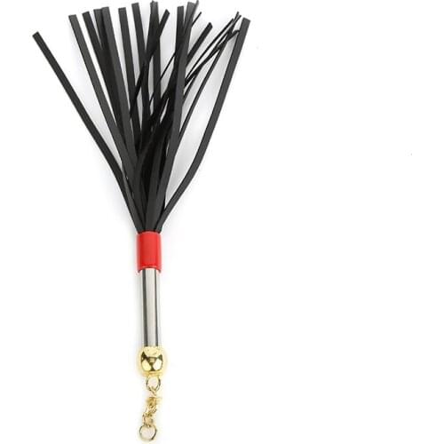 Adult games Leather stainless steel Training whip adult products black red colored whip flirting performance total length 20 cm