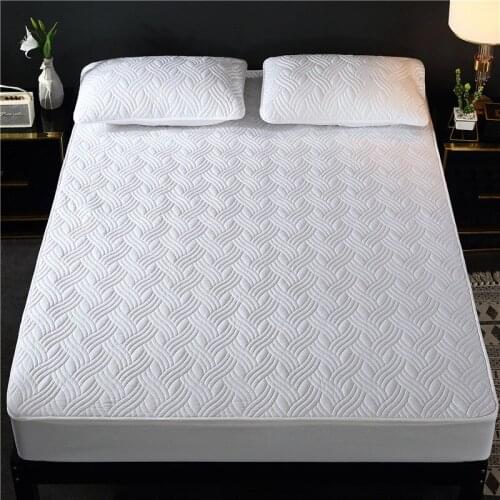 Plush Thicken Quilted Mattress Cover Soft King Queen Quilted Bed Fitted Sheet Not Including Pillowcase
