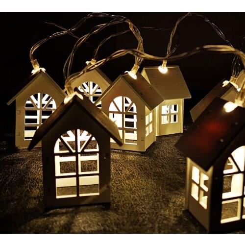 LETAOSK 10 LED Christmas Tree Hanging Ornaments Decoration Wood House Lamp Light Without Battery