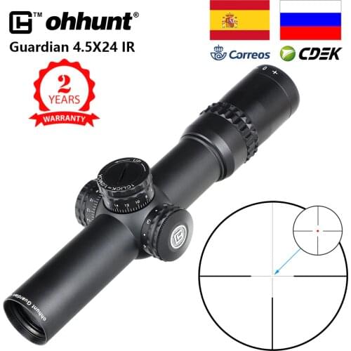 Ohhunt Guardian 4.5x24 Hunting Rifle Scope 30mm Tube Tactical Optics Sight 1/2 Half Mil Dot Reticle Turrets Reset Riflescope