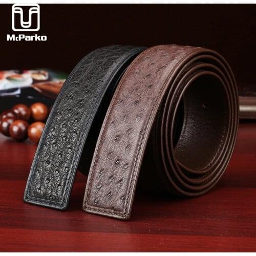 McParko Genuine Ostrich Leather Belt without buckle Luxury Brand Design Men Belts Genuine Leather Waist Belt 2019 New Male Gift