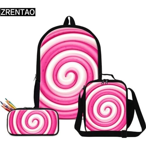 ZRENTAO girls mochilas book backpack set pupils school bags with coolers and pencil case double shoulder bags zipper backpack