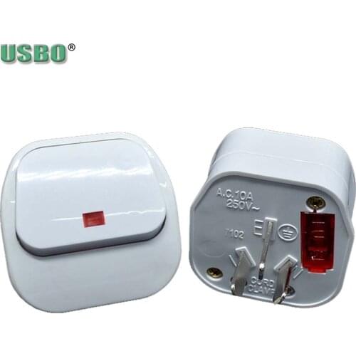White 10A 250V 3 pins removable AU wired plug Austrian standard electrical AC power Adaptor plug with fuse indicator switch
