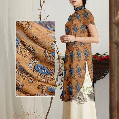 140cm wide 12mm silk linen fabric custom Stylish digitally printed silk fabric silkworm silk apparel fabric